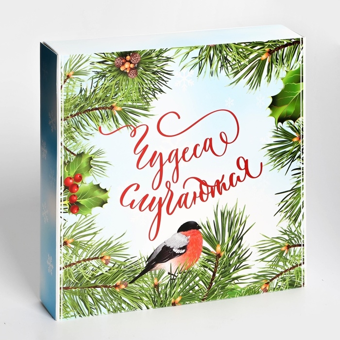 Новый год. Коробка под 8 конфет и шоколад, с окном Новый год. Коробка под 8 конфет и шоколад, с окном "Чудеса случаются", 17,7 х 17,8 х 3,8 см, кондитерская упаковка