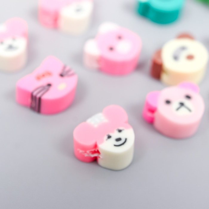 Бусины для творчества PVC "Мордочки зверят" МИКС набор 20 шт 1х1х1 см