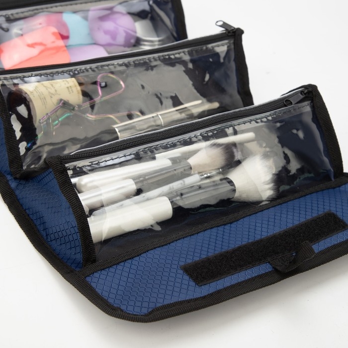 Косметичка, 4 отдела на молниях, цвет синий Косметичка, 4 отдела на молниях, цвет синий