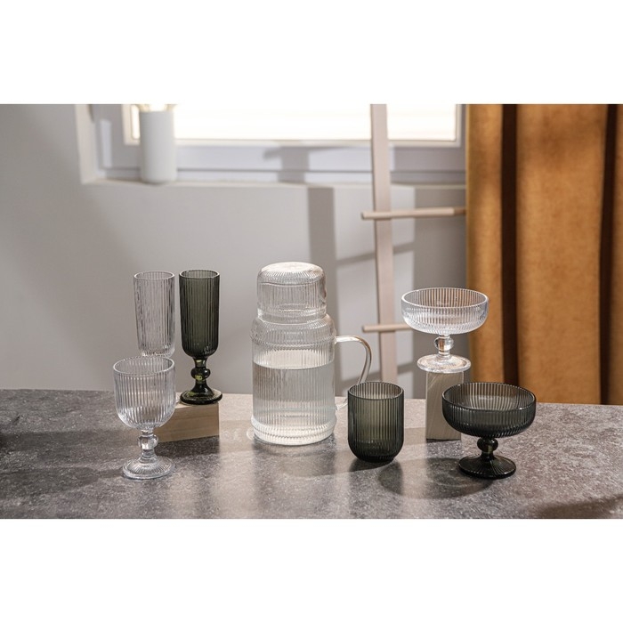 Бокал для шампанского стеклянный Magistro &laquo;Грани&raquo;, 150 мл, 5,5&times;18,5 см, цвет графит