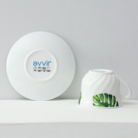 Сервиз чайный &laquo;Лист папоротника&raquo;, 12 предметов: чашка 200 мл, блюдце d=14 см, стеклокерамика, цвет белый