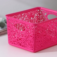 Корзинка для хранения &laquo;Кружевные цветы&raquo;, пластик, 14&times;10&times;8 см, цвет МИКС