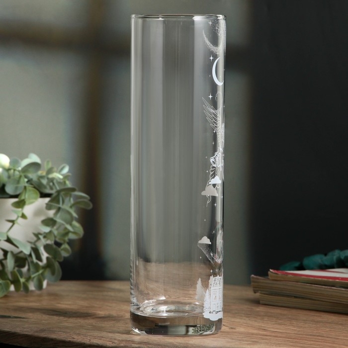 Ваза для цветов, новогодняя &laquo;Новый год: Ангел&raquo; стеклянная, прозрачная, 26,3 см