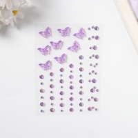 Наклейка пластик стразы "Полёт бабочки" фиолетовая 11х7,8 см Наклейка пластик стразы "Полёт бабочки" фиолетовая 11х7,8 см