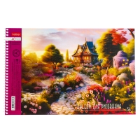 Альбом для рисования А4, 40 листов, на гребне, "Живописные уголки", обложка мелованный картон, перфорация на отрыв, блок 100 г/м2, МИКС