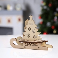 Светодиодная фигура &laquo;Сани со Снегурочкой&raquo; 15.5 &times; 12 &times; 5.5 см, дерево, батарейки LR1130х3 (в комплекте), свечение тёплое белое