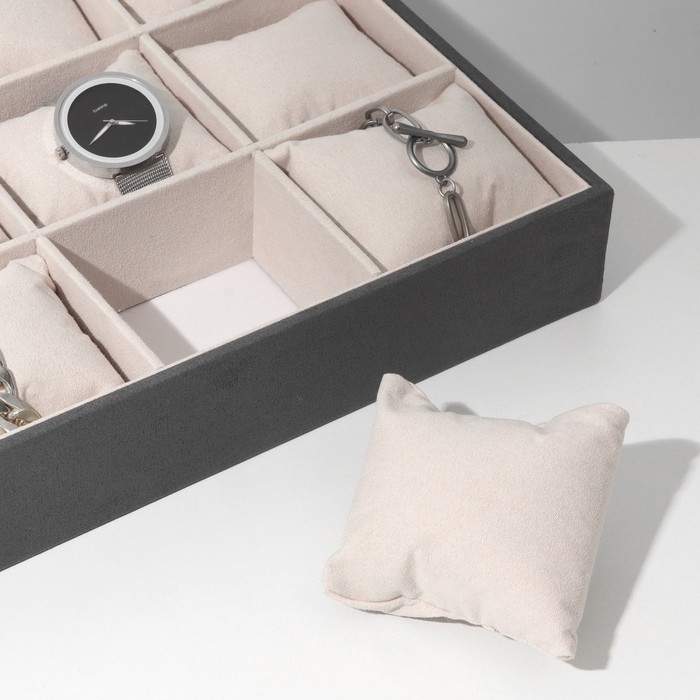 Подставка для часов, браслетов, флок, 12 мест, 35&times;24&times;5 см, цвет серо-бежевый