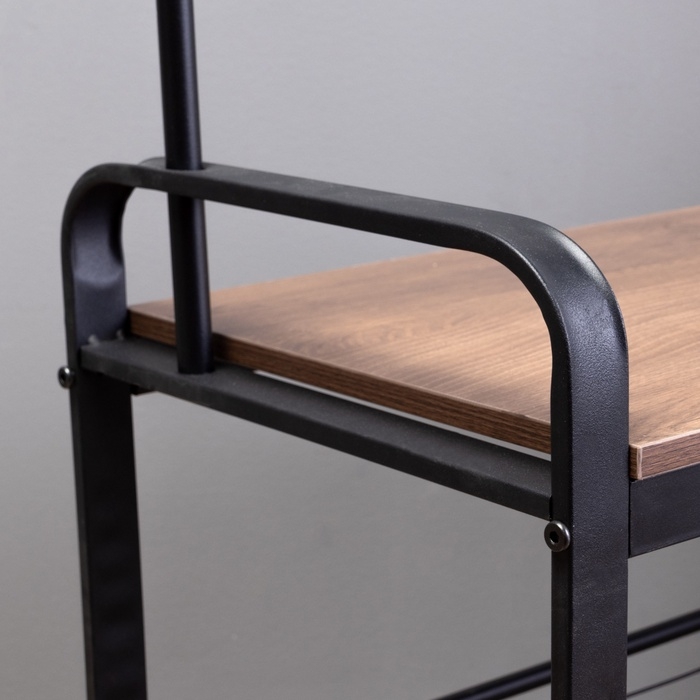 Прихожая София, с обувницей, с крючками, напольная, 1841×345×721 мм, Рустик Браун, Чёрный Прихожая София, с обувницей, с крючками, напольная, 1841×345×721 мм, Рустик Браун, Чёрный