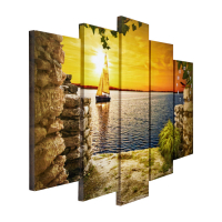 Часы-картина настенные, модульные "Парусник на закате", бесшумные, 80 х 140 см Часы-картина настенные, модульные "Парусник на закате", бесшумные, 80 х 140 см