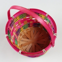 Корзина плетеная, D18 х 11 х 24 см, розовая, бамбук