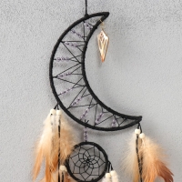 Ловец снов двойной "Месяц. Ракушка" чёрно-бежевый 20х74 см Ловец снов двойной "Месяц. Ракушка" чёрно-бежевый 20х74 см