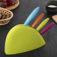 Набор кухонных ножей на подставке, лезвие: 15 см, 11,5 см, 11 см, 8 см, на подставке, цвет МИКС Набор кухонных ножей на подставке, лезвие: 15 см, 11,5 см, 11 см, 8 см, на подставке, цвет МИКС