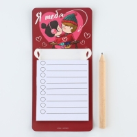 Магнит с блоком для записи и карандашом, сувенир &laquo;Я тебя люблю&raquo;, 7 х 14,4 см.