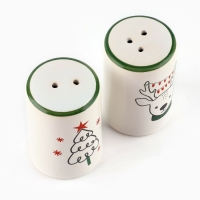 Новый год! Набор для специй керамический &laquo;Новогодний олень&raquo;, 12х6.5х7 см, цвет белый