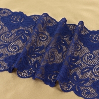 Кружевная эластичная ткань &laquo;Розы&raquo;, 180 мм &times; 2,7 &plusmn; 0,5 м, цвет тёмно-синий