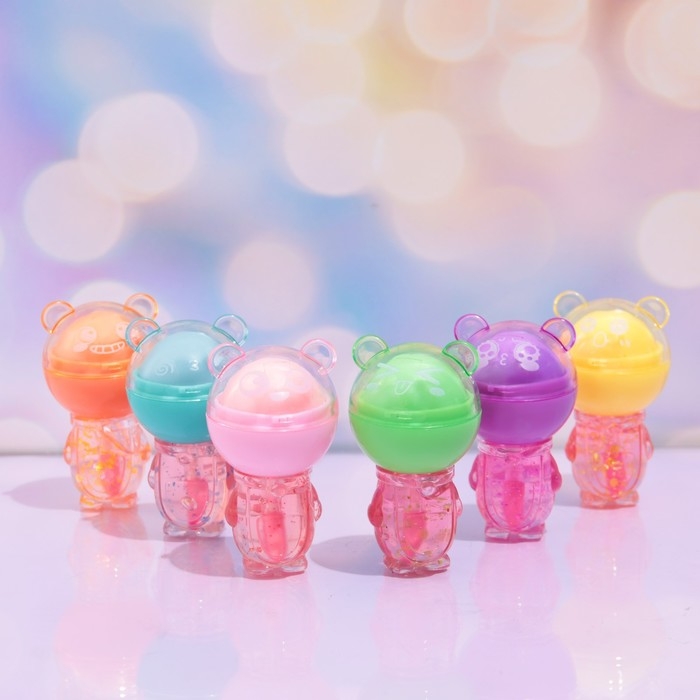 Бальзам и блеск для губ 2 в 1 &laquo;Мишка&raquo; , микс