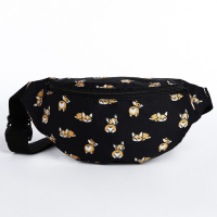 Сумка поясная &laquo;Корги&raquo;, 32х8х15 см, отдел на молнии, наружный карман, цвет чёрный