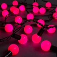 Гирлянда «Нить» 10 м с насадками «Шарики 2.5 см», IP44, тёмная нить, 100 LED, свечение розовое, 8 режимов, 220 В Гирлянда «Нить» 10 м с насадками «Шарики 2.5 см», IP44, тёмная нить, 100 LED, свечение розовое, 8 режимов, 220 В