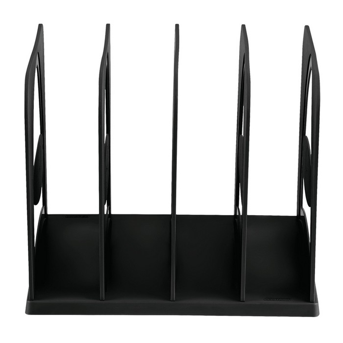 Подставка для журналов и бумаг (сортер) Стамм, сборная, 4 отделения, черная