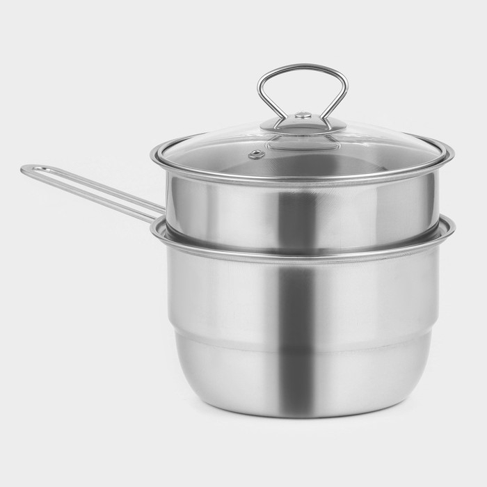 Пароварка-яйцеварка из нержавеющей стали «Вейлер», 18×22 см, стеклянная крышка, цвет хромированный Пароварка-яйцеварка из нержавеющей стали «Вейлер», 18×22 см, стеклянная крышка, цвет хромированный