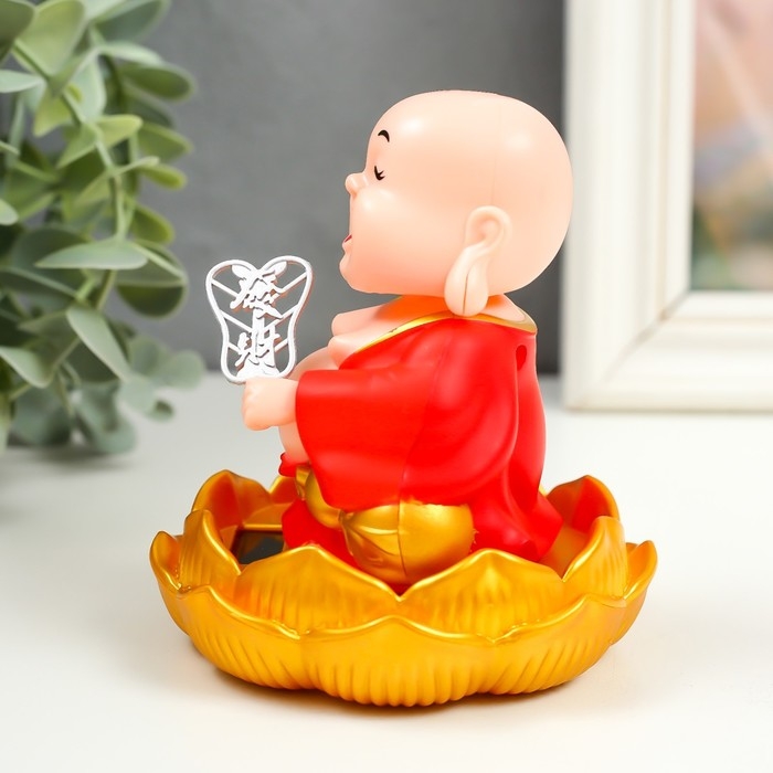 Маятник пластик от солнечной батареи "Хотей в красном, с опахалом" МИКС 8,7х8,7х10 см