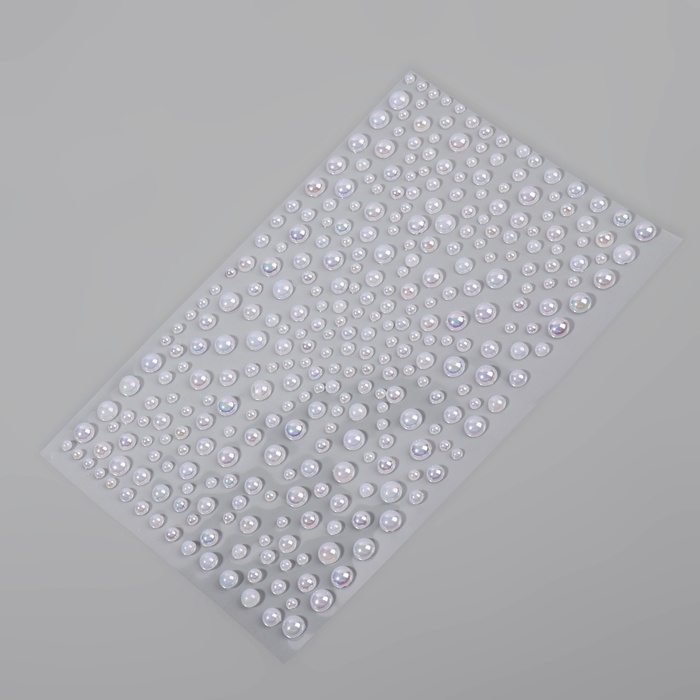 Жемчуг самоклеящийся «Ассорти», с голографией, 325 шт на листе, цвет белый Жемчуг самоклеящийся «Ассорти», с голографией, 325 шт на листе, цвет белый