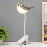 Настольная лампа на прищепке "Птичка" LED 3000-6000К 5Вт USB золото 20х7х34см RISALUX Настольная лампа на прищепке "Птичка" LED 3000-6000К 5Вт USB золото 20х7х34см RISALUX