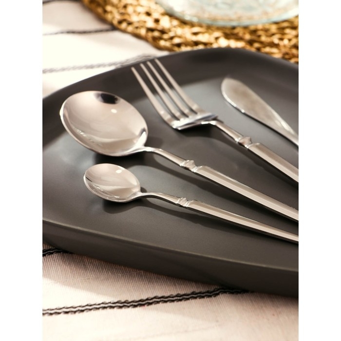 Набор столовых приборов из нержавеющей стали Доляна «Атлас», 4 предмета, толщина 1,5 мм, цвет серебряный Набор столовых приборов из нержавеющей стали Доляна «Атлас», 4 предмета, толщина 1,5 мм, цвет серебряный