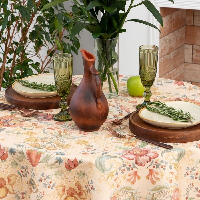 Скатерть Этель Floral pattern d=148 см с ГМВО, 100% хлопок, саржа 190 гр/м2