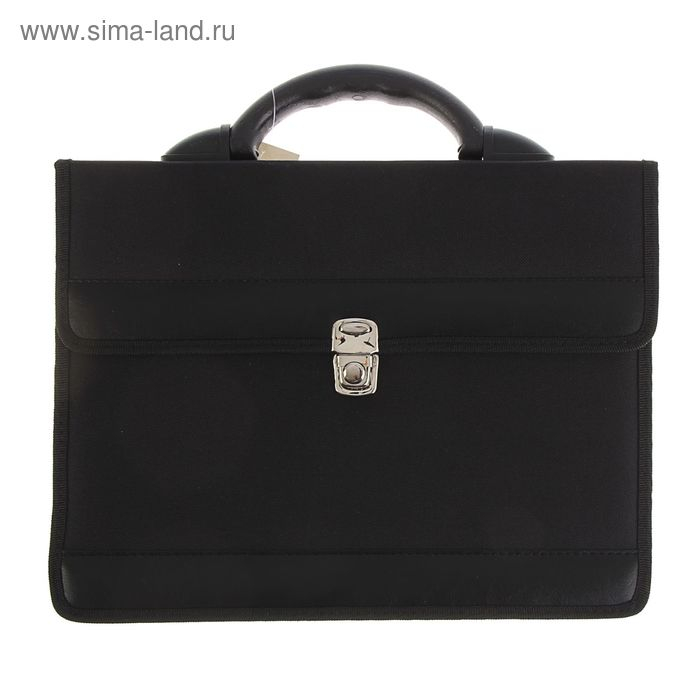 Портфель деловой 350 х 260 х 100 мм, текстильный, 2 отделения, Портфель деловой 350 х 260 х 100 мм, текстильный, 2 отделения, "Приморск" чёрный, 1С111