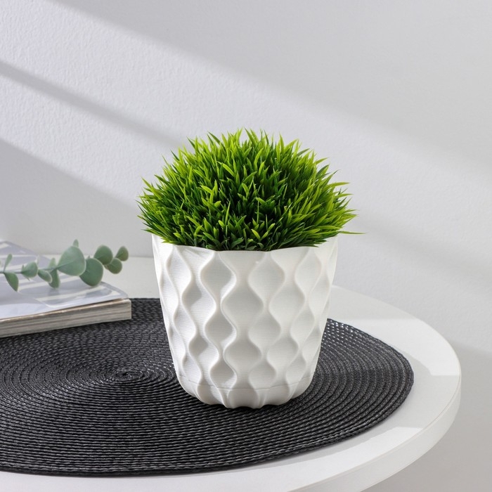 Горшок для цветов с поддоном &laquo;Wave&raquo;, 0,65 л, d=11,5 см, белоснежный