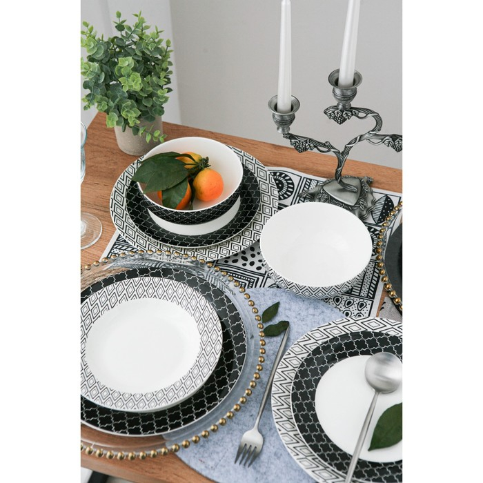 Салатник фарфоровый Доляна &laquo;Марокко&raquo;, 600 мл, d=15,5 см, цвет чёрный