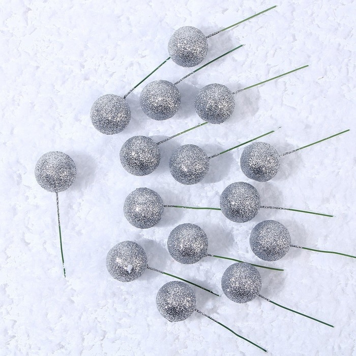 Фигурка для поделок и декора на проволоке &laquo;Шар&raquo;, набор 15 шт., размер 1 шт. &mdash; 3 &times; 9 см, цвет серебро
