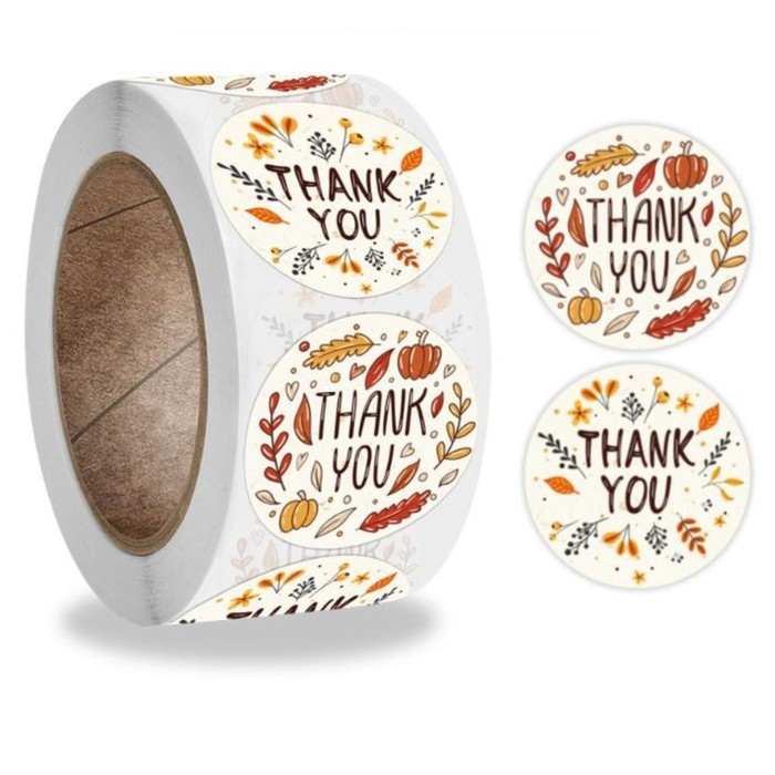 Наклейка бумага Наклейка бумага "Осень" d=2,5 см 500 шт в рулоне 3х6,5х6,5 см