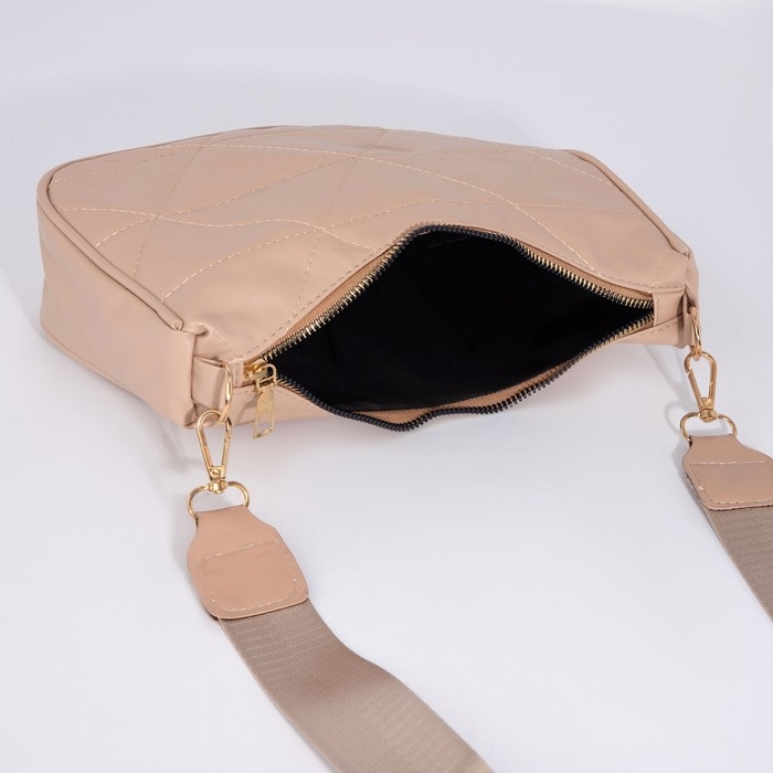Сумка-багет на молнии, цвет бежевый