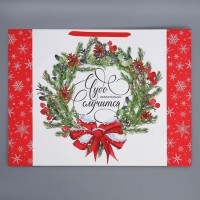 Пакет подарочный новогодний ламинированный &laquo;Новогодний венок&raquo;, XXL 61 х 46 х 20 см, Новый год