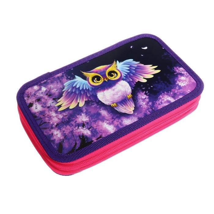 Пенал 2 секции, 125 х 205 х 40 мм, Calligrata 30П26/2 Пенал 2 секции, 125 х 205 х 40 мм, Calligrata 30П26/2 "Совушка", ламинированный картон