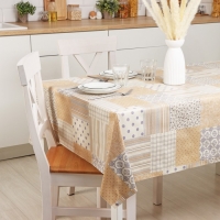 Клеёнка на стол на нетканой основе Доляна &laquo;Уют&raquo;, ширина 137 см, рулон 20 м, общая толщина 0,2 мм, цвет бежевый