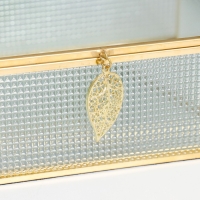 Шкатулка стекло с металлическим каркасом "Прямоугольная. Квадратики" 18,5х14х6,5 см