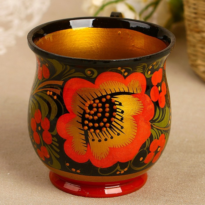 Кружка &laquo;Соковая&raquo;, 9&times;9 см, хохлома, микс