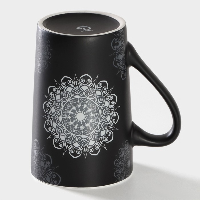 Кружка фарфоровая Доляна «Мандала», 380 мл, белый узор Кружка фарфоровая Доляна «Мандала», 380 мл, белый узор