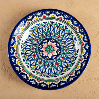 Тарелка Риштанская Керамика "Цветы", 23 см, синий Тарелка Риштанская Керамика "Цветы", 23 см, синий