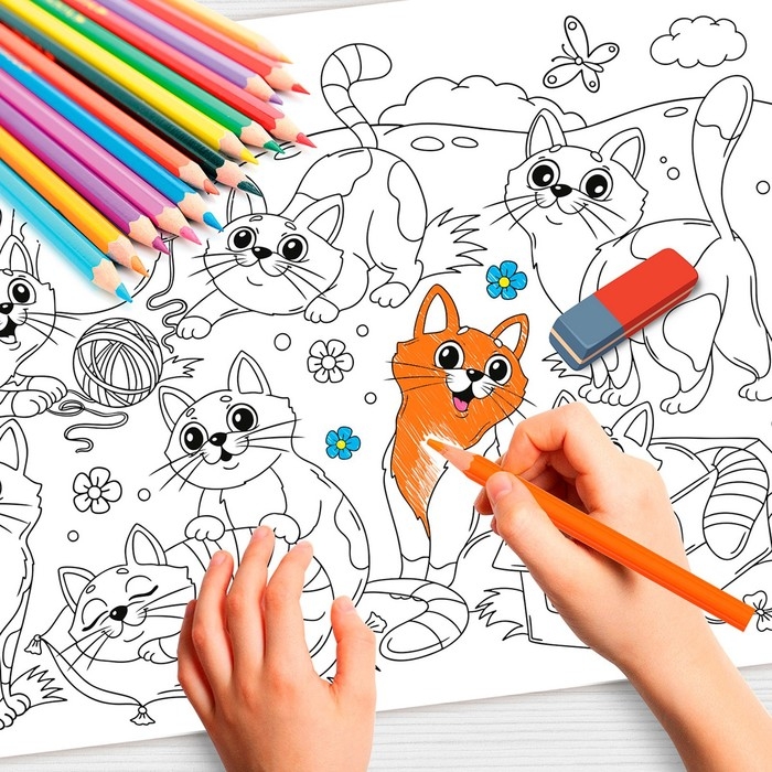 Коврик-раскраска многоразовый &laquo;Котики&raquo;