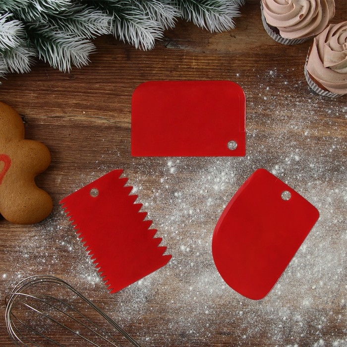 Новый год. Набор кондитерских шпателей &laquo;Всё сбудется&raquo;, 11.5&times;8 см, 11.2&times;6.5 см, 10&times;7 см, 3 шт