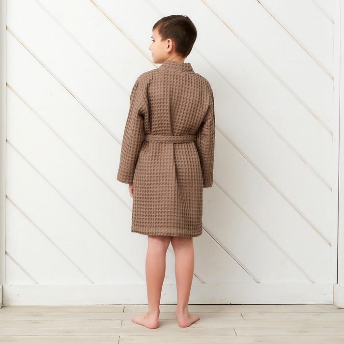 Халат вафельный детский Крошка Я Халат вафельный детский Крошка Я "Boho" размер 34 (122-128 см) цвет мокко, 100% хлопок 290 г/м2