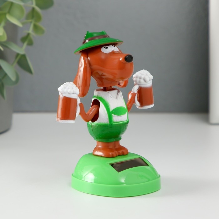 Маятник пластик от солнечной батареи Маятник пластик от солнечной батареи "Пёсик с кружками пива" 10,5х9,3х6 см МИКС