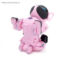Робот собака &laquo;Паппи&raquo; , с программированием, на пульте управления, интерактивный: звук, свет, на аккумуляторе, розовый