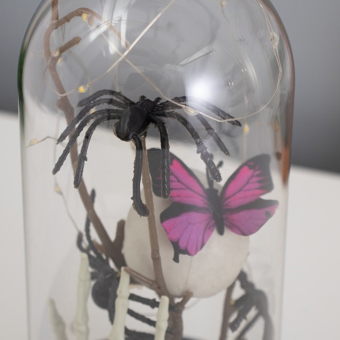 Светильник колба &laquo;Череп с пауками&raquo; 1,5Вт, LED, 3xAAA, черный USB 11х11х21см