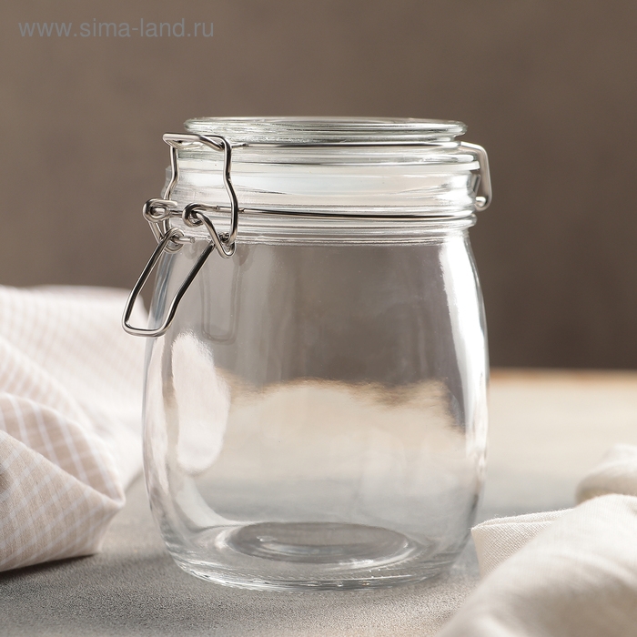 Банка стеклянная для хранения сыпучих продуктов Доляна &laquo;Оптима&raquo;, 900 мл, 10,5&times;13,5 см, с бугельным замком