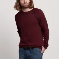 Джемпер Stitch с контрастной отделкой, бордовый с синим, размер L